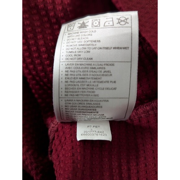 Nike Golf Shirt Men's Large Maroon White Waffle Knit Long Sleeve Stretch Dri Fit - Picture 8 of 8